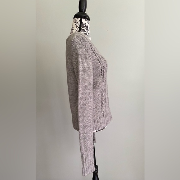 DECREE Juniors Gray Sweater Long Sleeve Open Knit Size XL Button Accents - Picture 3 of 8